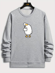 Duck Print Men's Comfy Sweatshirt Long Sleeve Top