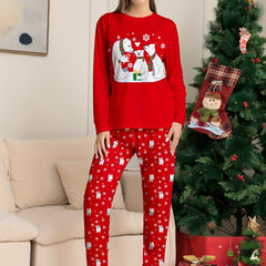 Christmas Bear Print Long Sleeve Pajama Set