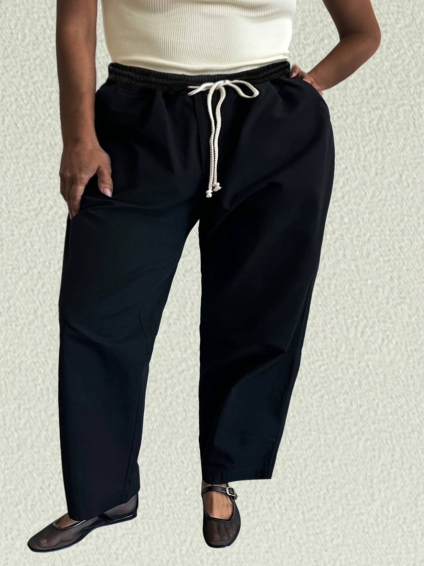  High Rise Stretch Straight Leg Pants With Pockets