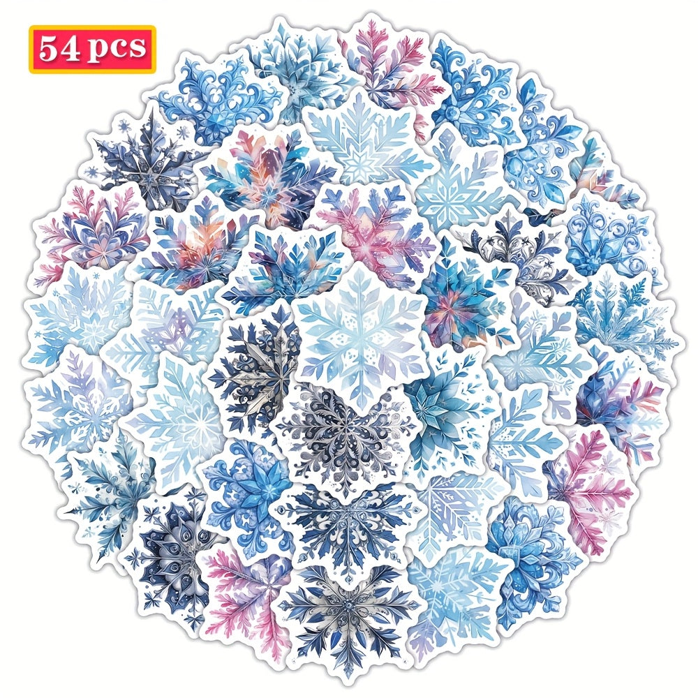 54pcs Ice Crystal Snowflake Vinyl Stickers Mixed Colors