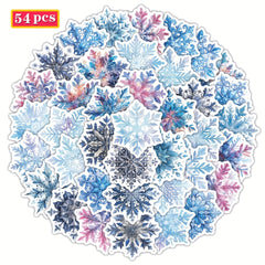54pcs Ice Crystal Snowflake Vinyl Stickers Mixed Colors