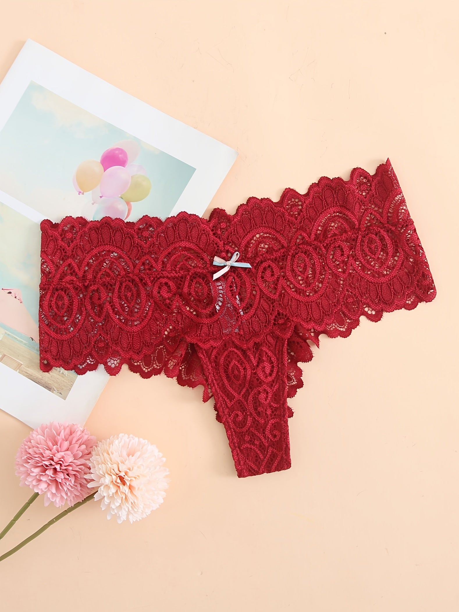 5 Pcs Lace Panel Cheeky Panties Comfortable Brazilian Panties