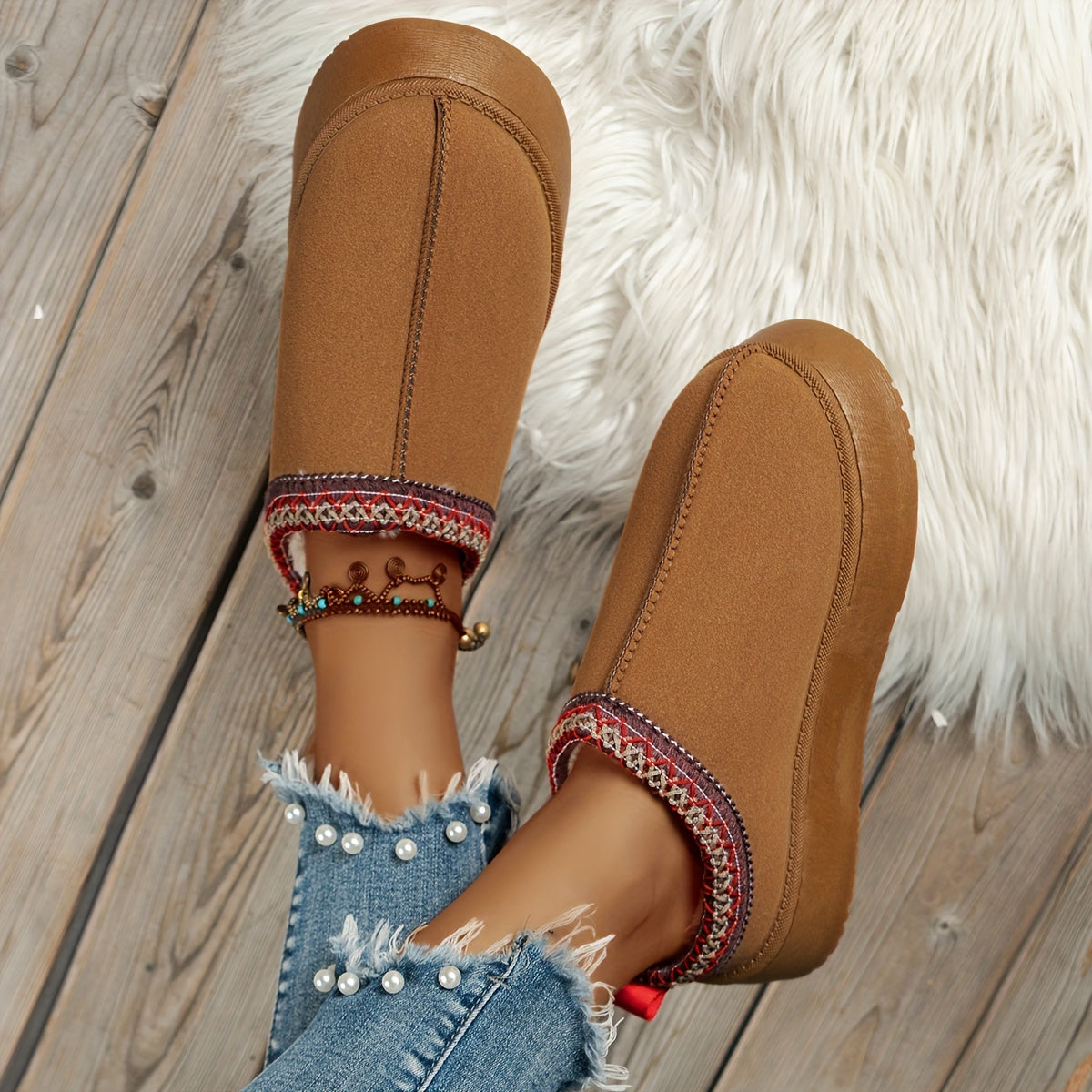 Women's Platform Short Boots Plush Lined Ankle Boots Winter Comfort