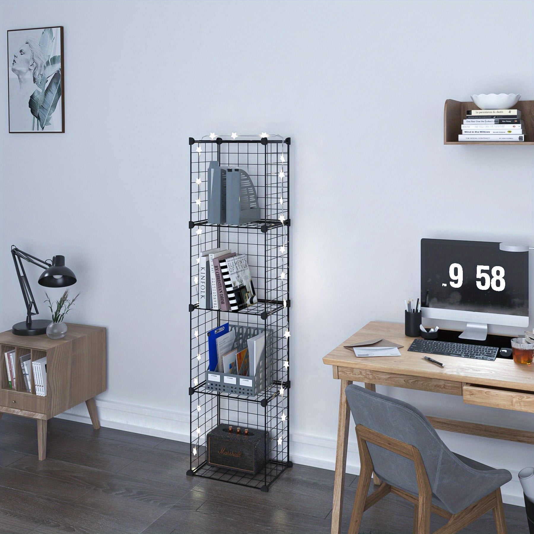 DIY Assembled Storage Rack Vertical Bookcase for Living Room Study Office