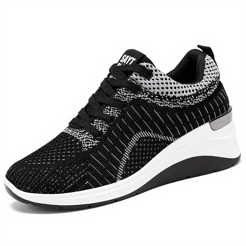 Women's Chunky Knit Sneakers Breathable Lace Up Sports Shoes