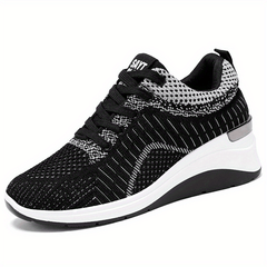 Women's Chunky Knit Sneakers Breathable Lace Up Sports Shoes