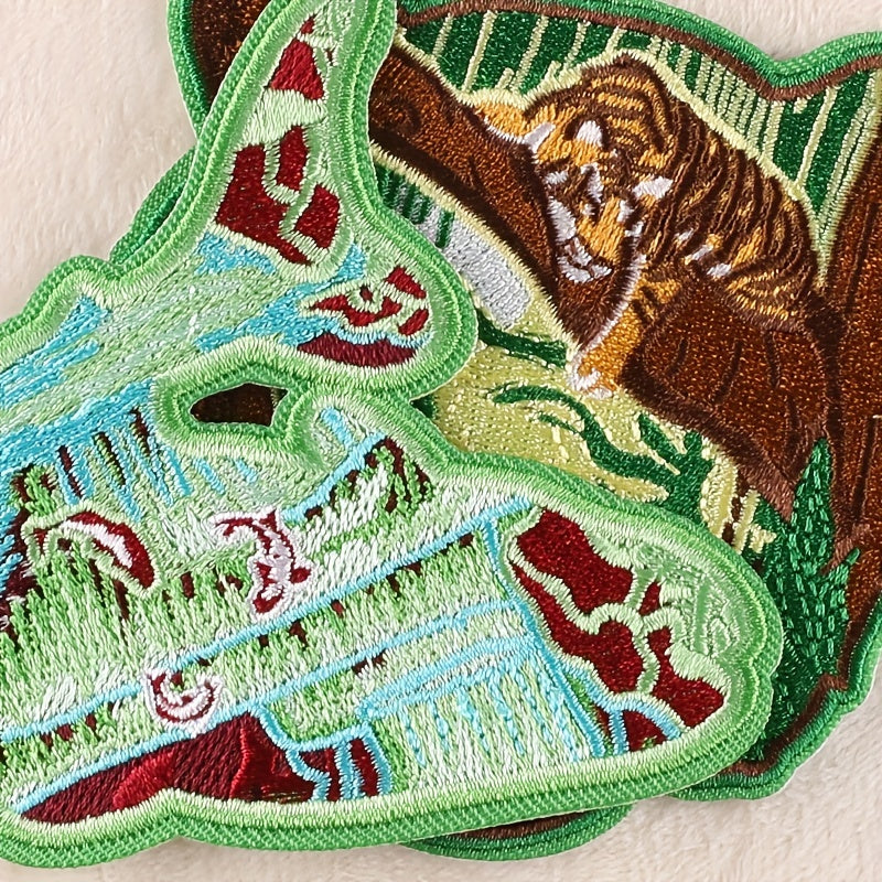 2pcs Boys Tiger Dolphin Embroidery DIY Patch for Clothes Backpack Hat