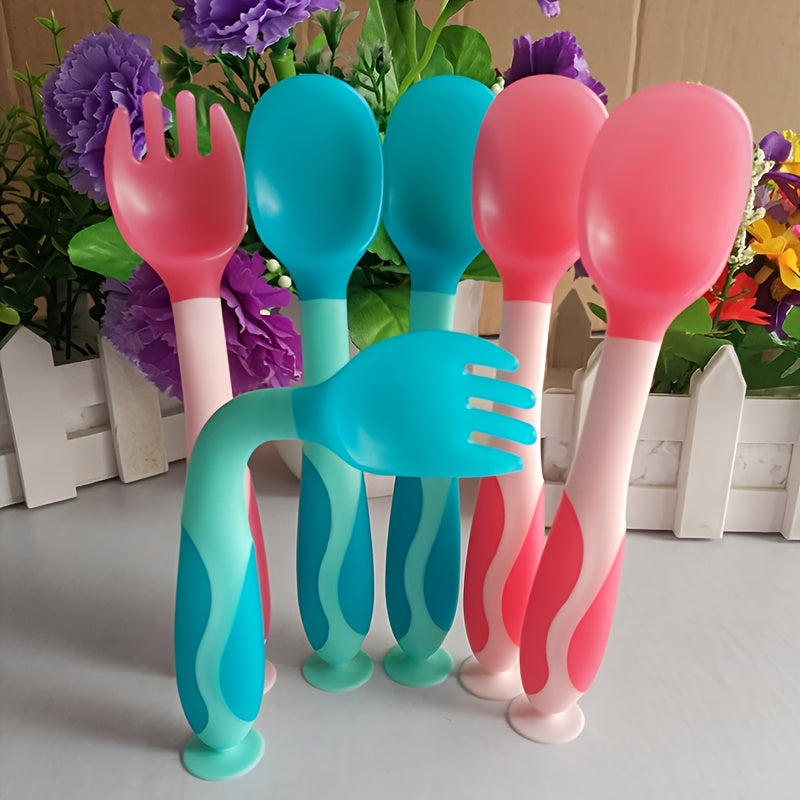 2pcs Baby Spoon Fork Set with Portable Box Heat Sensitive Cutlery