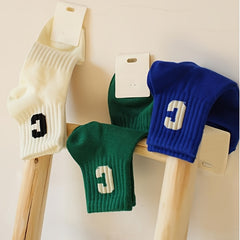 3 Pairs Solid & Letter Pattern Women's Socks
