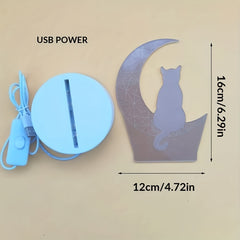 3D Moon Cat USB Table Light - Christmas Holiday Birthday Decor