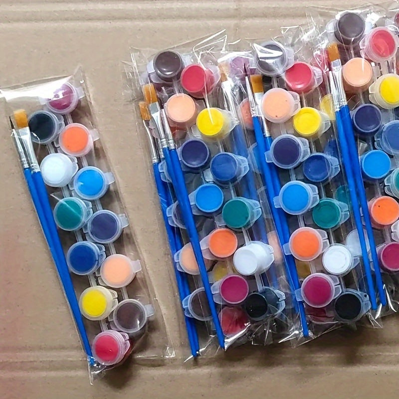 12 Acrylic Paint Set & Brushes DIY Art Kit for Halloween Christmas