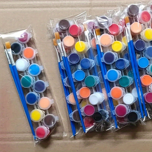 12 Acrylic Paint Set & Brushes DIY Art Kit for Halloween Christmas