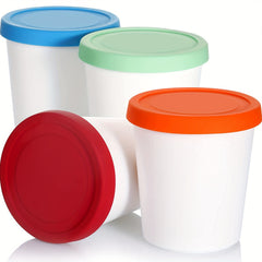 Ice Cream Containers with Silicone Lids 4pcs
