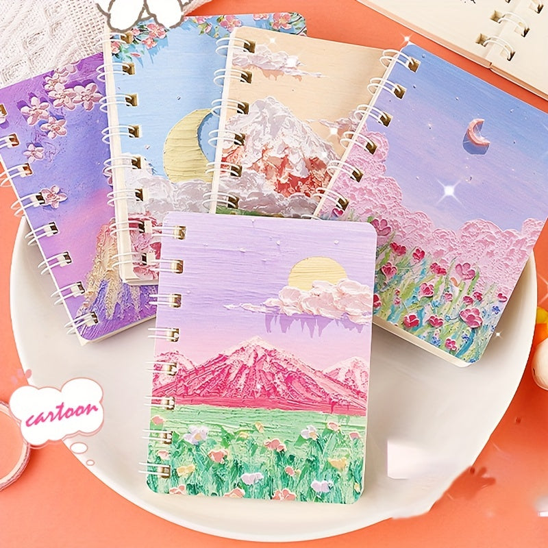 Mini Pocket Landscape Painting Coil Book A7 Notepad 80 Pages