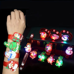 Christmas Luminous Watch Set with LED Glitter Wristband Soft Rubber Silicone Bra