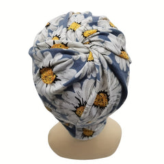 Vintage Daisy Flower Print Beanie Turban Cap Women Elastic Headband