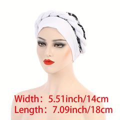 Sequin Braided Beanies Head Wrap Turban Chemo Hat Soft Headscarf