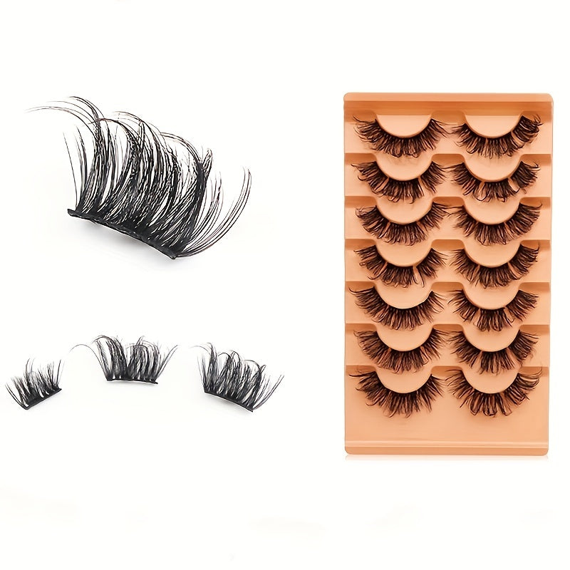 7 Pairs Segmented Eyelashes Chemical Fiber Material Natural Long Reusable