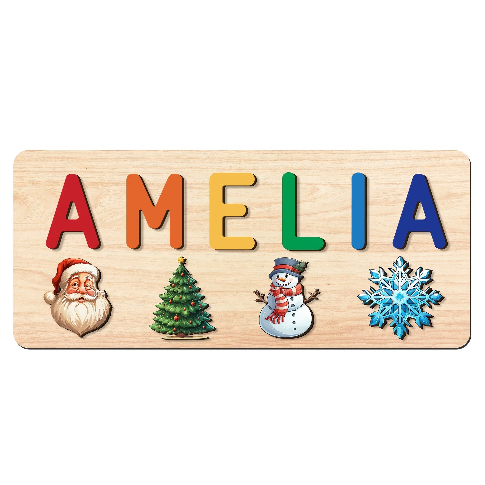 Personalized Kids Christmas Puzzle Toy with Santa Snowman & Tree Designs