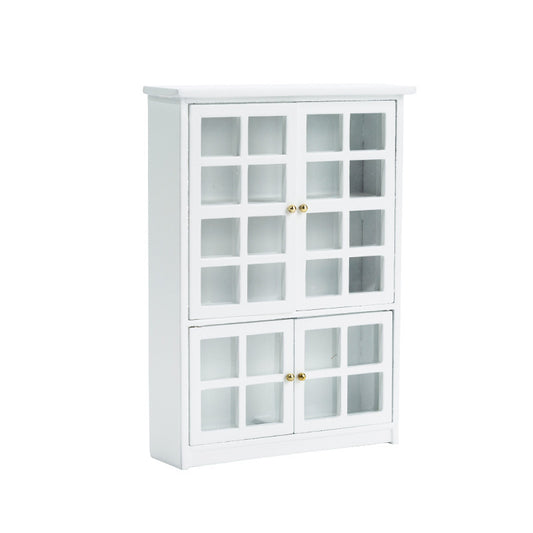 1:12 Scale Dollhouse Cabinet with Grey Glass Panels Golden Handles