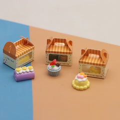 3pcs Puppet House Set Transparent Boxes for Dollhouse Furniture & Desserts