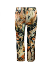  Casual Pants Women's Plus Contrast Marble Print Stretch Pants