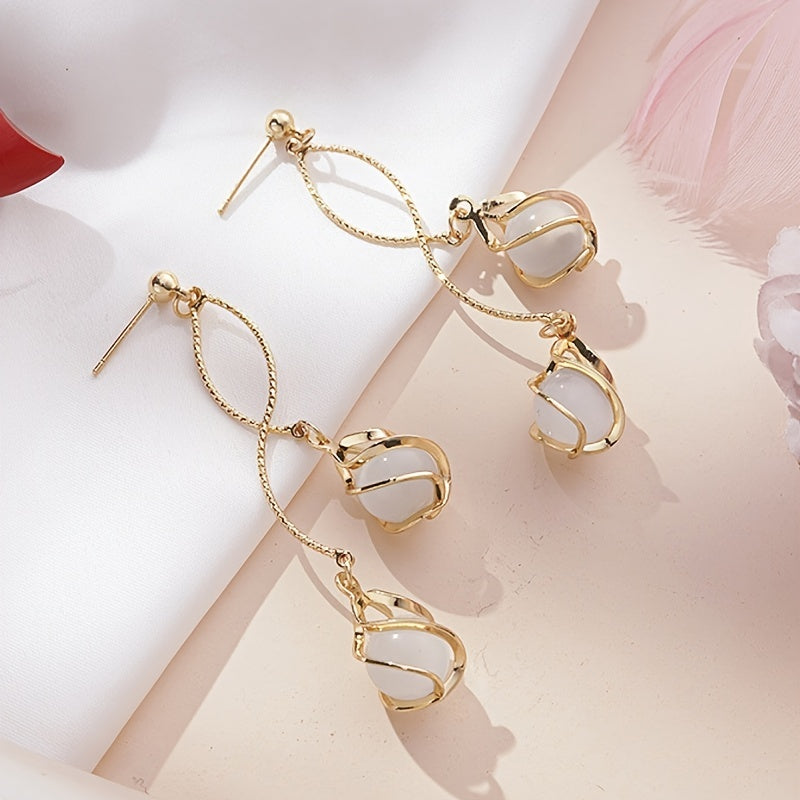Tassel Opal Earrings Women Girls Party Prom Decor