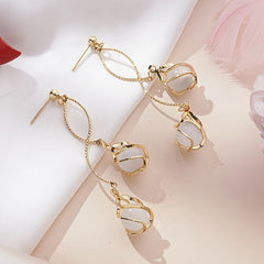Tassel Opal Earrings Women Girls Party Prom Decor