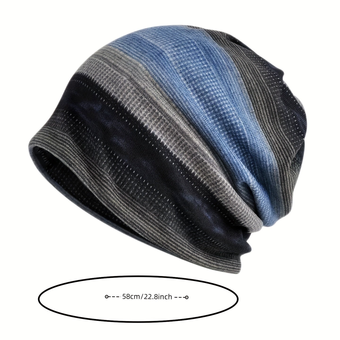 Striped Block Beanies Elastic Head Wrap Unisex Slouchy Beanie