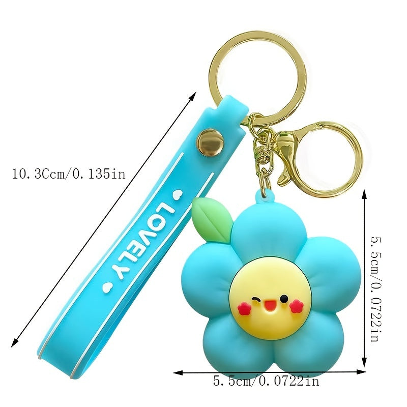 Cartoon Flower Car Key Chain Creative Keychain Ring Lanyard Pendant Accessaries