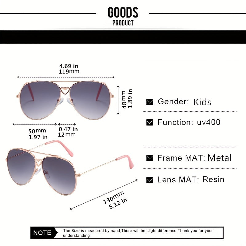 Heart Decor Metal Sunshade Sunglasses for Girls & Boys