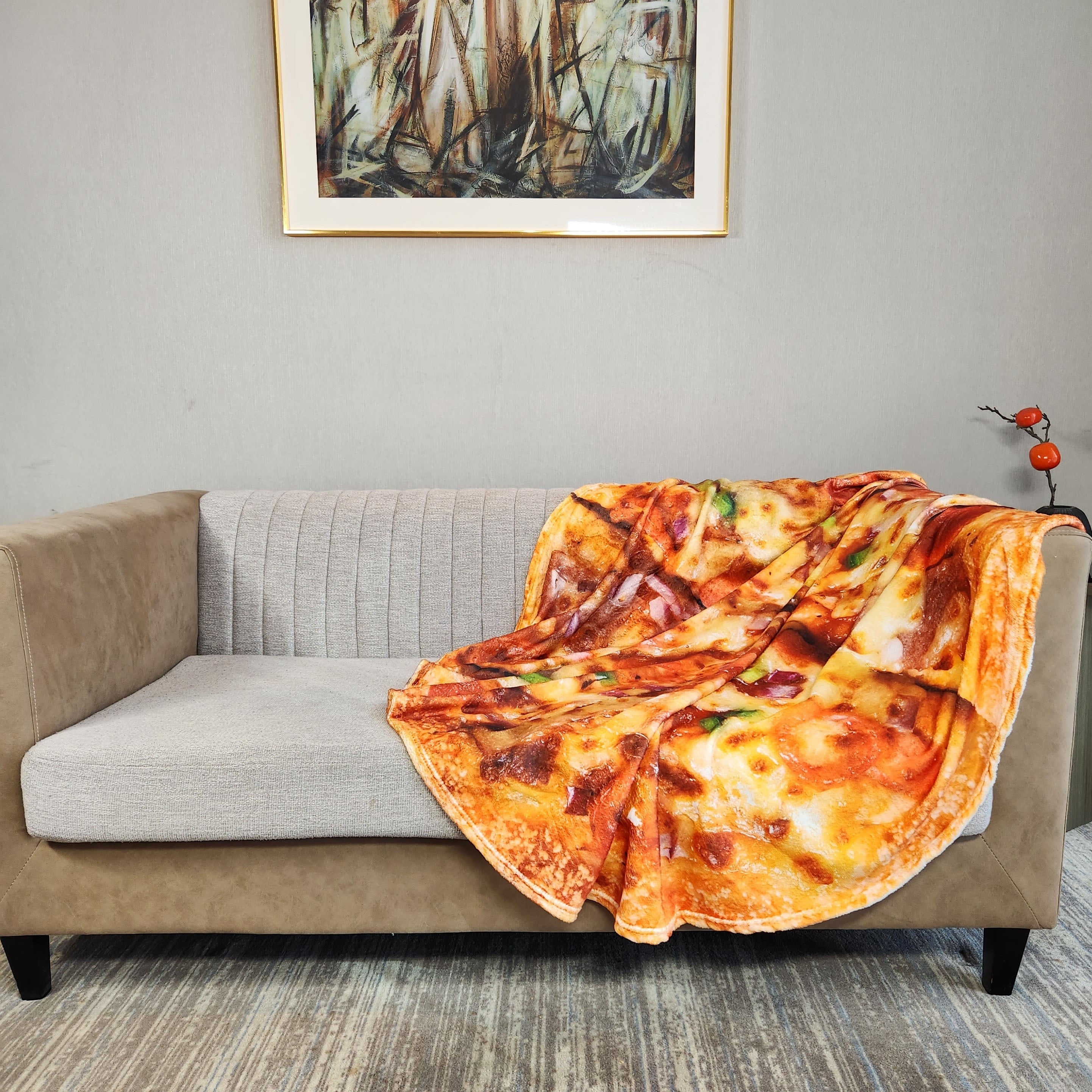 Funny Pizza Digital Printing Flannel Leisure Blanket