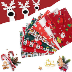 8pcs Christmas Fabric Set Quilting Cotton Craft Fabric Pre Cut Squares