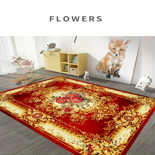 Red Vintage Non Slip Kitchen Rug Anti Fatigue Boho Decor