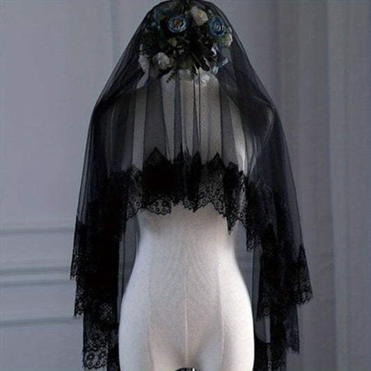 Lace Head Veil Halloween Party Hair Accessories Gothic Style Head Veil