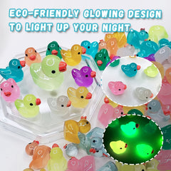 50pcs Mini Resin Ducks Glow In The Dark Luminous Colorful Duck