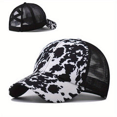 Cross Ponytail Cap Women's Men's Trucker Hat Summer Mesh