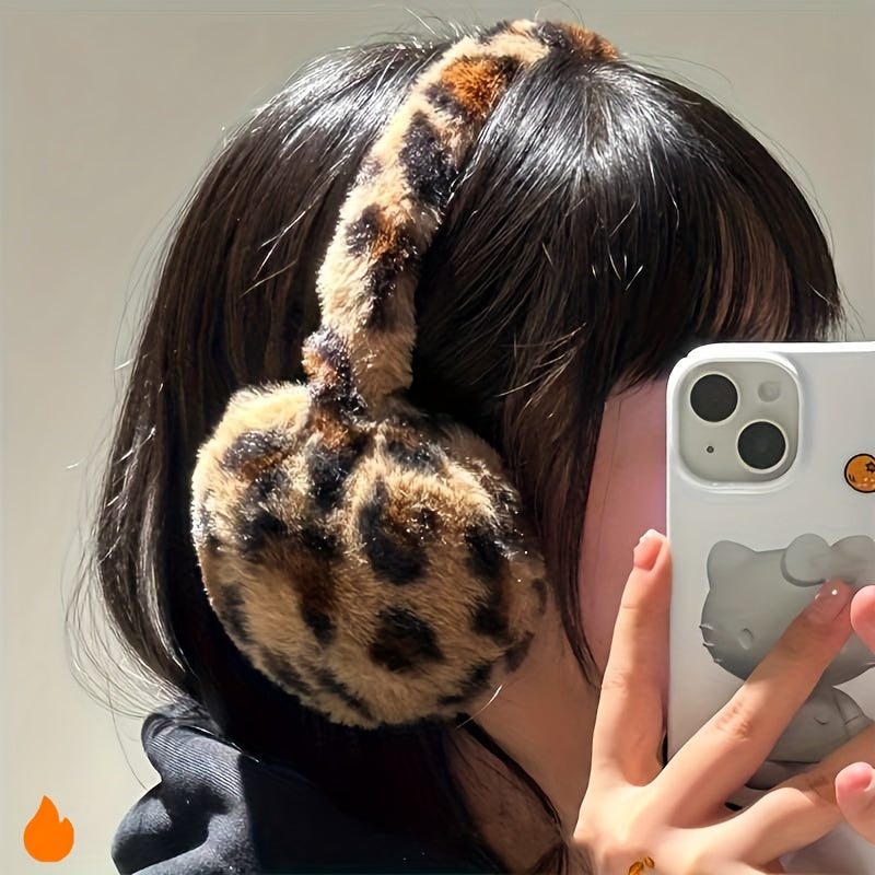 Leopard Print Ear Warmer Windproof Winter Hand Wash Holiday Theme
