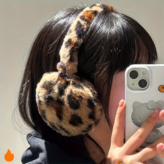 Leopard Print Ear Warmer Windproof Winter Hand Wash Holiday Theme