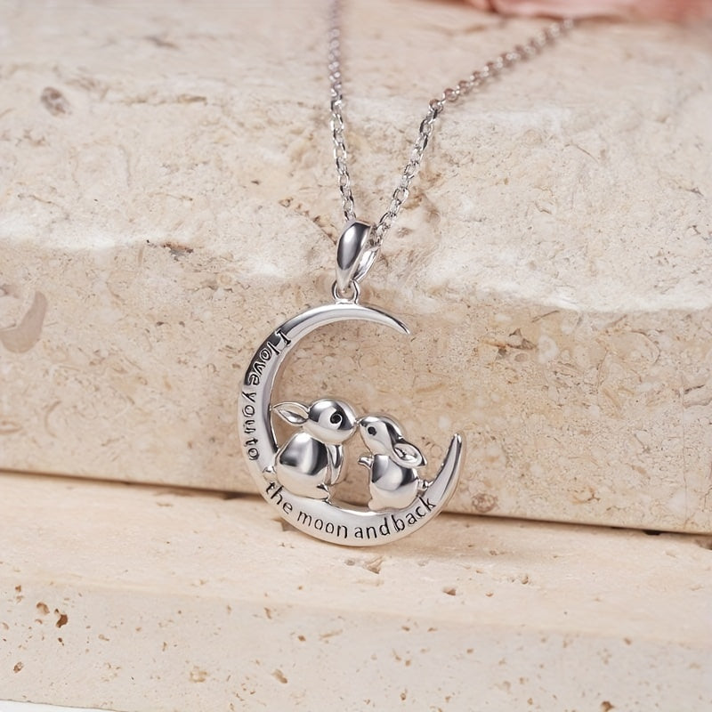 Bunny Necklace Double Rabbit Pendant Unique Gift for Women & Girls