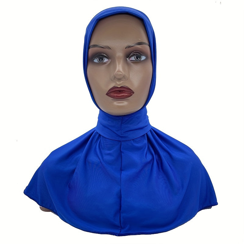 Elastic Hijab With Button Solid Turban Under Scarf Cap