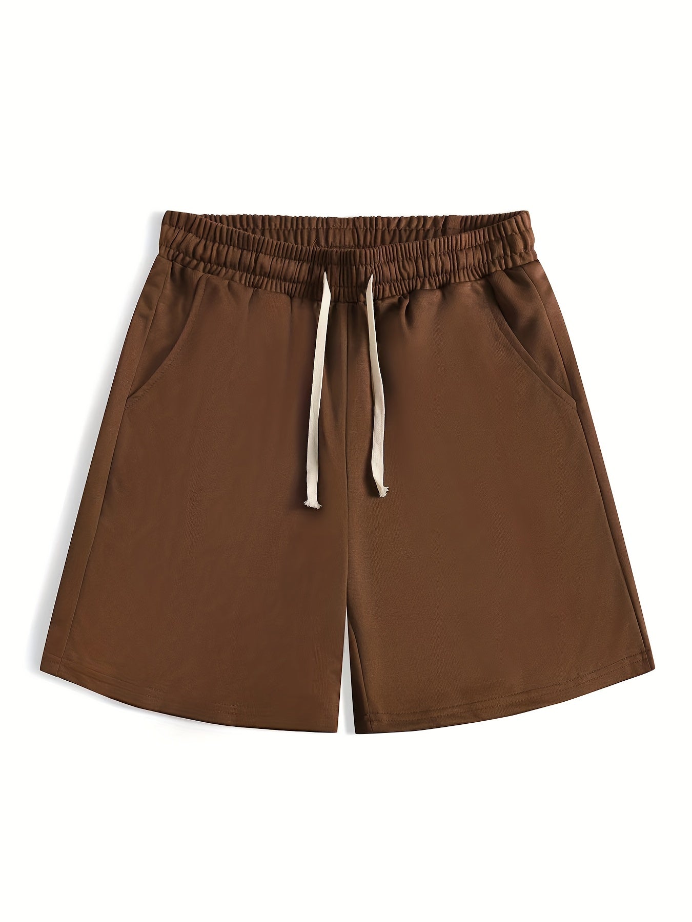Classic Comfy Men's Shorts Solid Color Elastic Waist Drawstring Summer