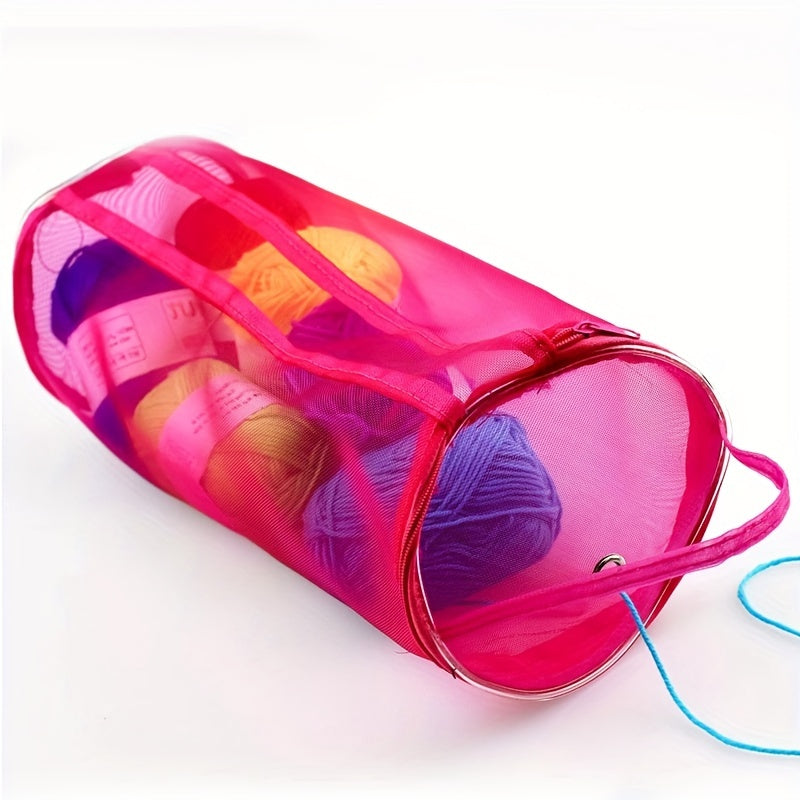 Yarn Storage Bag Crochet Knitting Organizer Zipper Mesh Hand Tool
