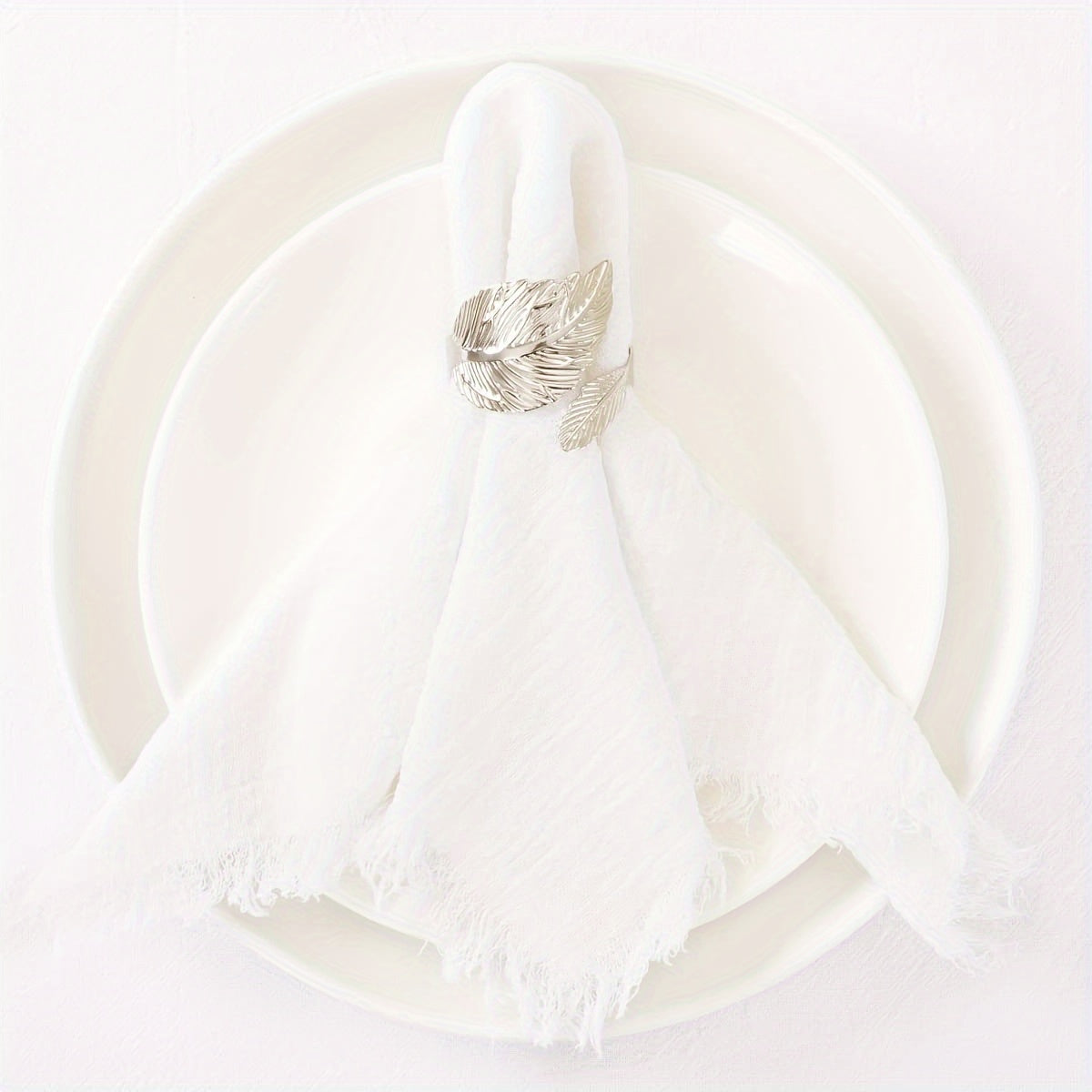 4pcs Cotton Napkins with Fringe for Dinners Parties Wedding
