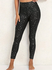  Glitter Star & Stripe Print High Rise Leggings