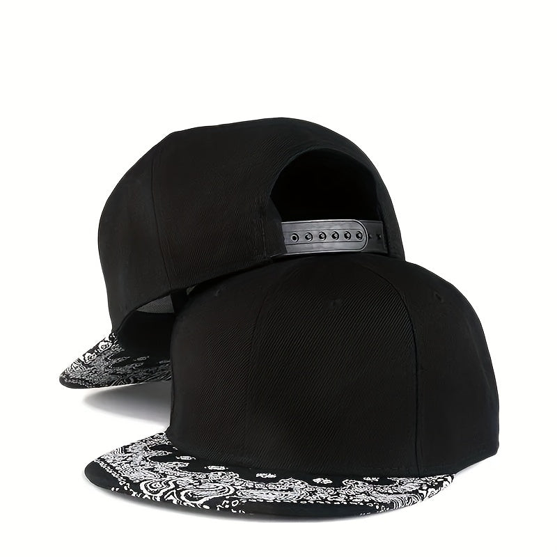 Men's Flower Brim Snapback Baseball Cap Flat Brim Hat