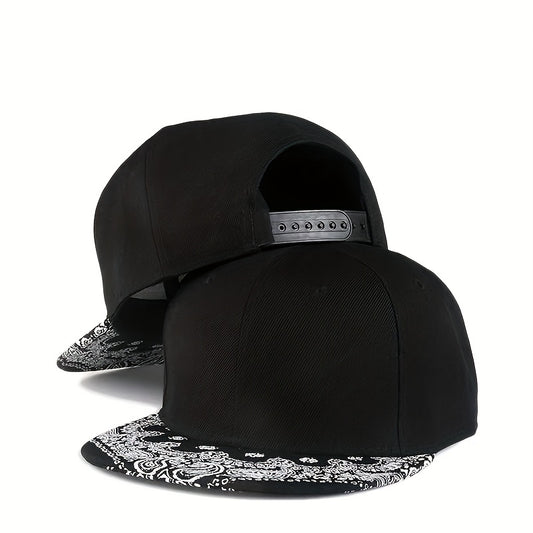 Men's Flower Brim Snapback Baseball Cap Flat Brim Hat