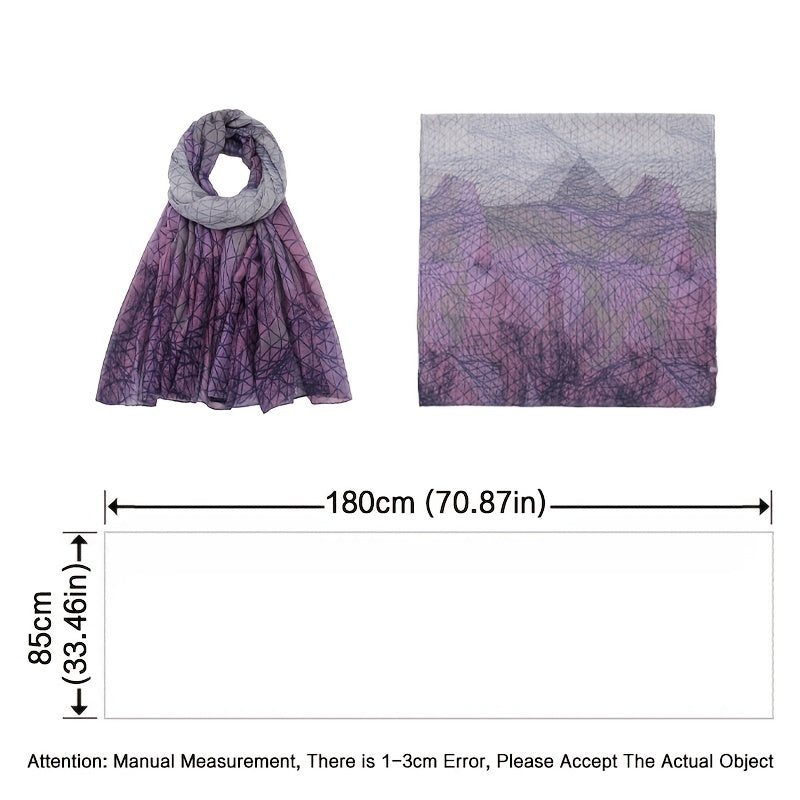 Geometric Line Print Lightweight Scarf for Vacation Sunscreen