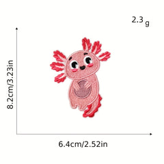 8Pcs Axolotl Iron On Patches Sew On Embroidered Applique Repair Patch DIY Crafts