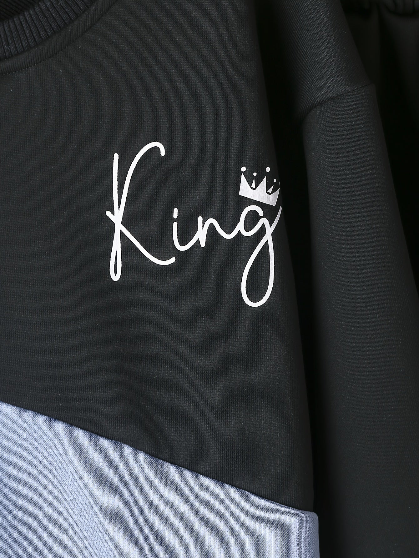 Boy's KING Print Outfit 2pcs Sweatshirt & Sweatpants Set Crown Pattern